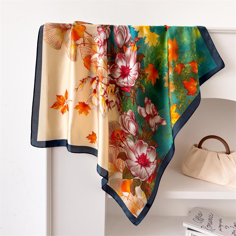 Leopard Print Scarf, Foreign Style Silk Scarf, Wind Square Scarf, Women'S Multi-Purpose Small Scarf Season 70X70Cm