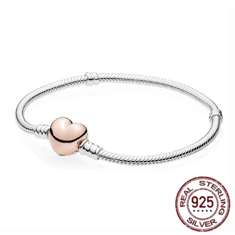Best-selling 925 Sterling Silver Heart-shaped Crown Snake Bone Chain, Perfect for the Original DlY Bracelet! Ladies' Birthday Fa