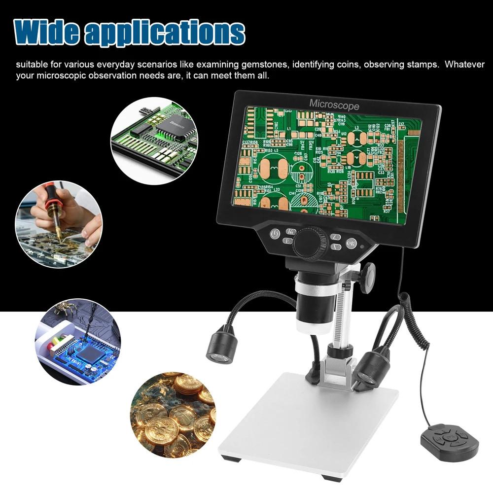 7‘’ Large Screen Repair Digital Microscope 1200X Zoom 12MP HD Electronic Microscopes Camera Magnifier