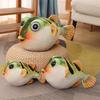 26/33/43cm Pufferfish Plush Toy Ugly And Cute Animal Doll Fluffy Accompany Sleeping Pillow Sofa Ornament Simulation Globefish Stuffed Animal Pillow