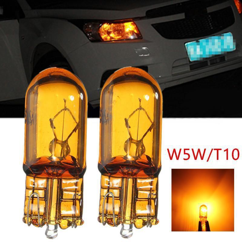

10 шт. T10 168/W5W 5W Галогенна автомобільна лампочка передніх габаритних фар жовта