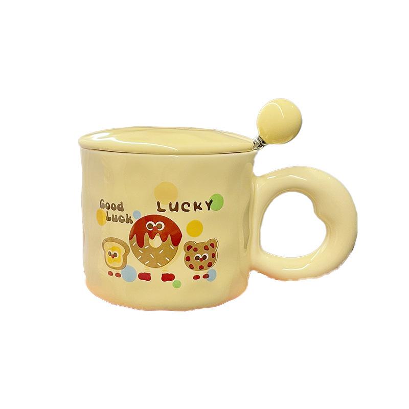Souvenir Girls Cute Ceramic Mug with Lid Water Cup Practical Cup Kindergarten Student Gift Small Gift