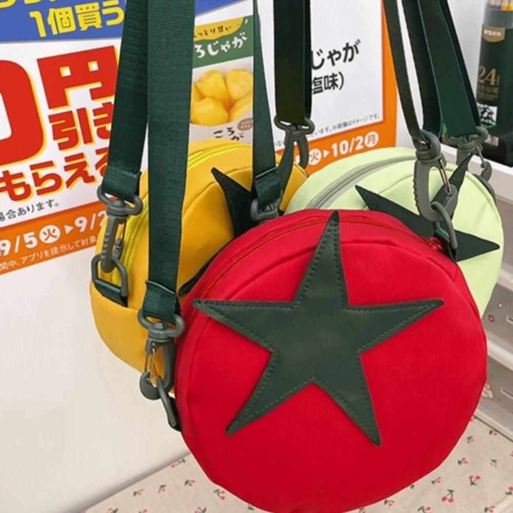Harajuku Tomato Shape Crossbody Bag Message Bag Mobile Phone Pack Funny Shoulder Bag Unisex