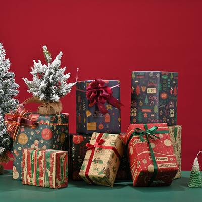 50*70cm Christmas Gift Wrap - Christmas Kraft Wrapping Paper - Kids Kraft Christmas for Christmas Gift Party Decoration