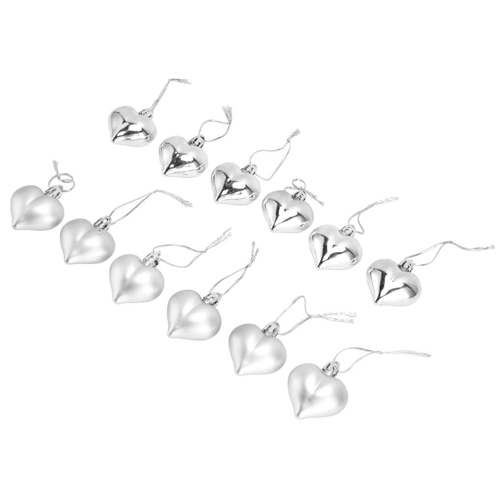 12pcs Christmas Ornament Heart Shape PVC Christmas Tree Hanging Decorations for Valentine"s Day