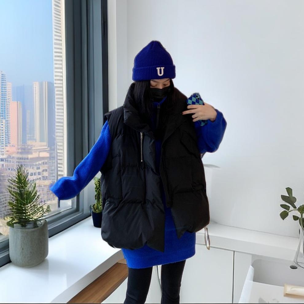 Women's European Style Sleeveless Down Cotton Padded Jacket - Versatile Autumn/Winter Fashion Vest