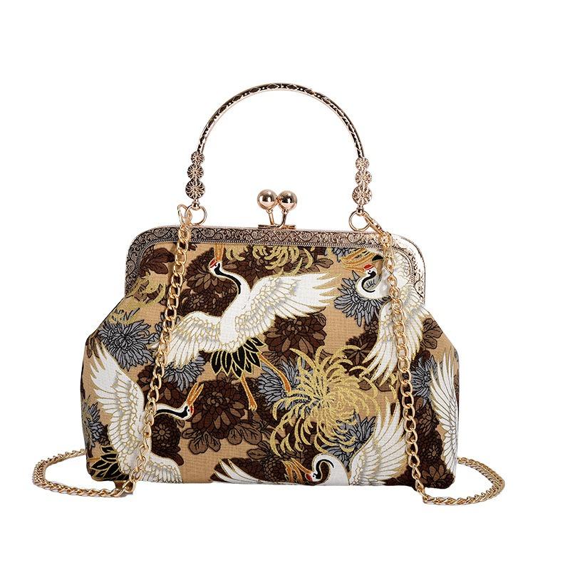 Nová střední taška přes rameno s diagonálním popruhem, taška s výšivkou, elegantní retro dámská taška do ruky