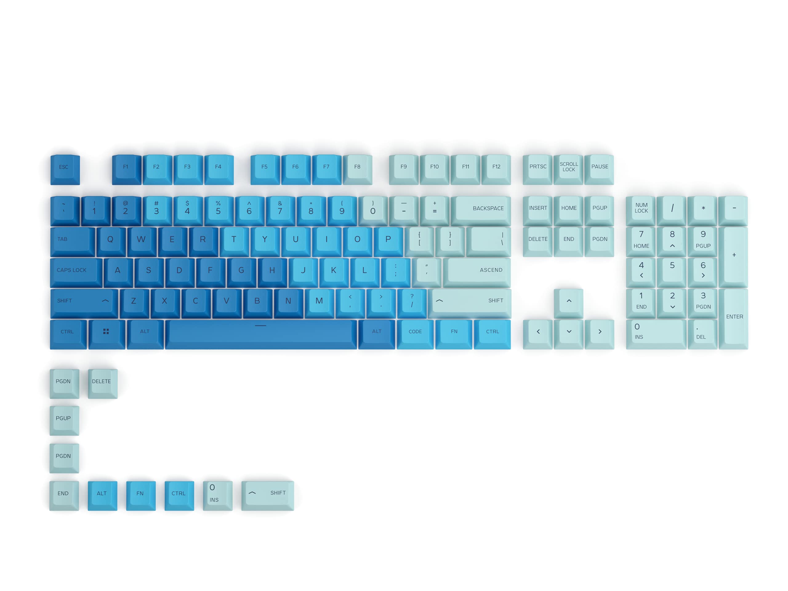 

Glorious PBT English Compatible with All Gaming Keyboard Light Blue Keycaps, Layout, Full-Size, Tenkeyless, Compact, Sizes, 100%, 96%, 85%, 75%, 65%, світло-синій колір