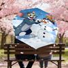 1PC Tom and Jerry Snowman Umbrella-8-Rib Reinforced, Automatic Open, Lightweight & Durable, Cute Fashion Accessory for Outdoor, D2683