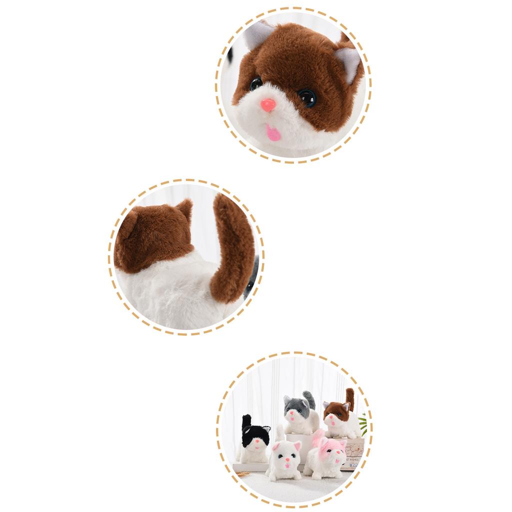 Meowing and Walking Electric Cat Toy Interactive Plush Pet Realistic Stuffed Animal Birthday Gifts for Boys and Girls
