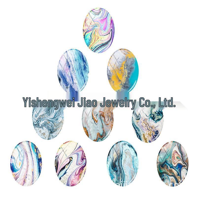 

Трансграничный Овальный Зыбучий Песок Время Драгоценный Камень Стеклянная Заплатка DIY Ювелирные Аксессуары 18*25 mm Oval Patch