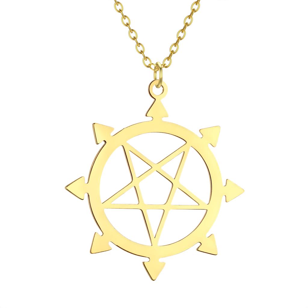 Kinitial Exquisite fashion earrings Algol Chaos plated pentant necklace A birthday gift from Eight pointed star to a loved one