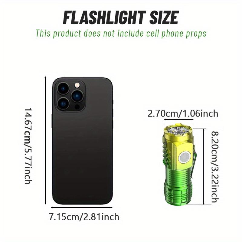 Multi functional Mini LED Flashlight with Pocket Clip and Magnetic Tail USB Rechargeable,5 Lighting Modes,Portable Torch for Camping,Hiking,Car Repair