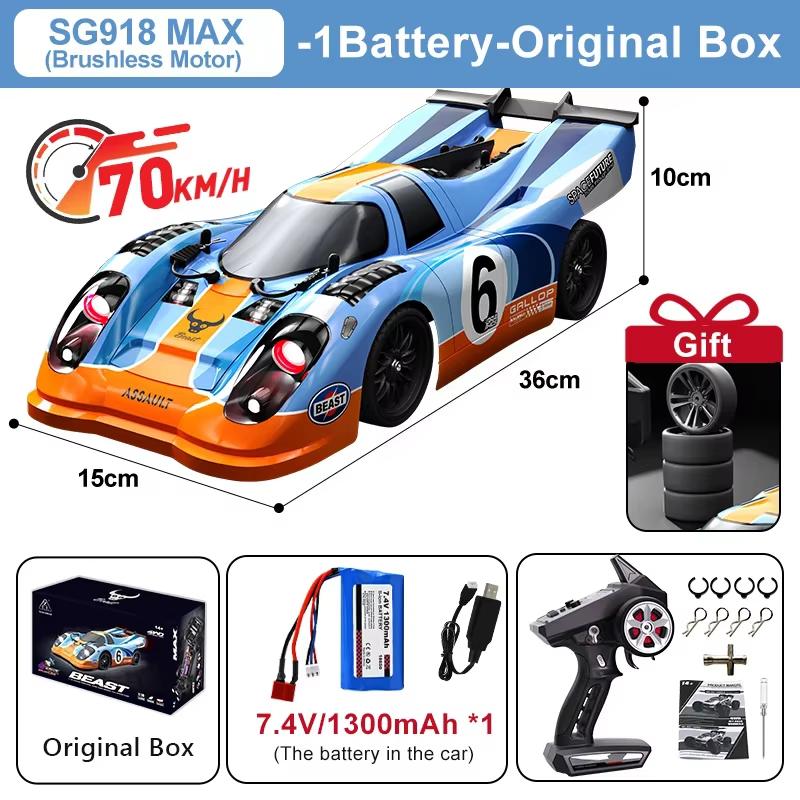 

SG918MAX 1:16 4WD RC Car 70KM/H Бесщеточный двигатель 2.4G Дистанционное управление Машины Высокоскоростной внедорожный автомобиль для скалолазания со светодиодной подсветкой Игрушка Подарок для детей синий