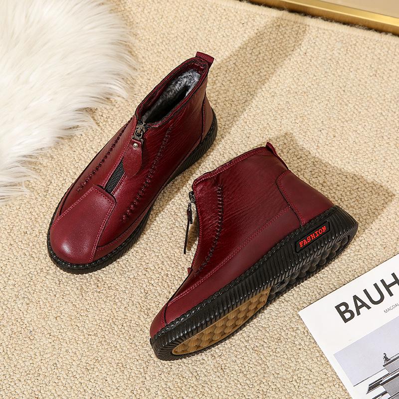 Women's High-Top Warm Velvet & Thick Cotton Shoes - Comfortable PU Sole for Middle-Aged & Elderly