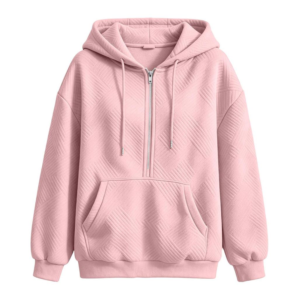 Women's Casual Loose Fit Hooded Zip-Up Sweatshirt