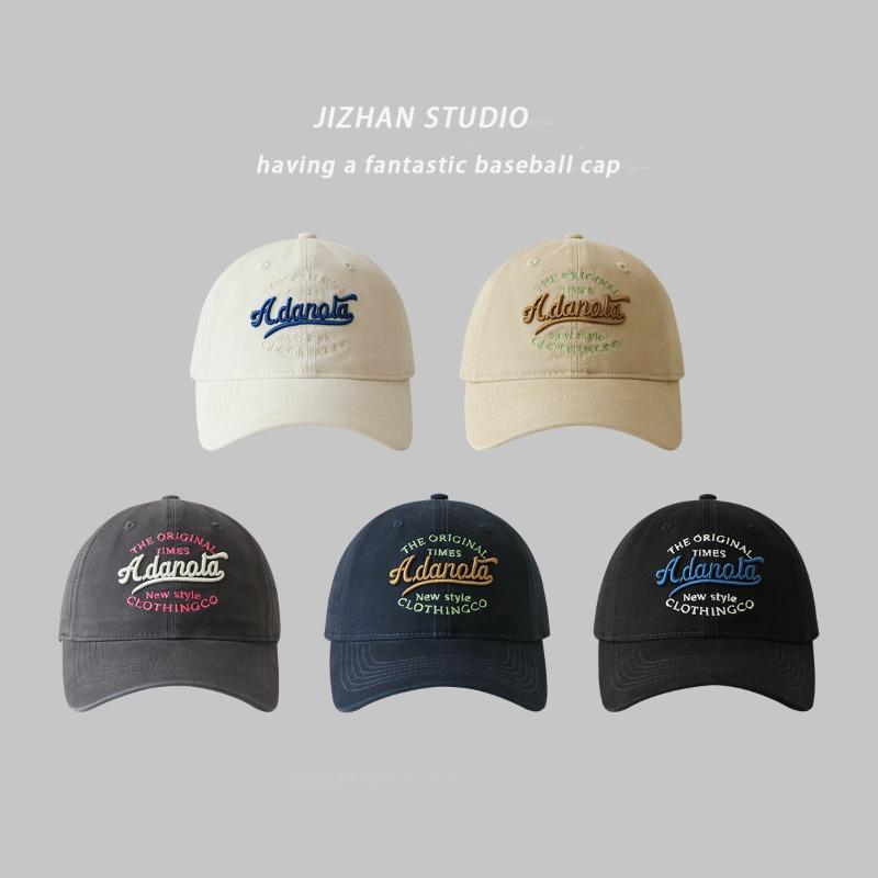 New baseball cap three-dimensional embroidery fashionable soft top cap men's and women's pure cotton shows small face