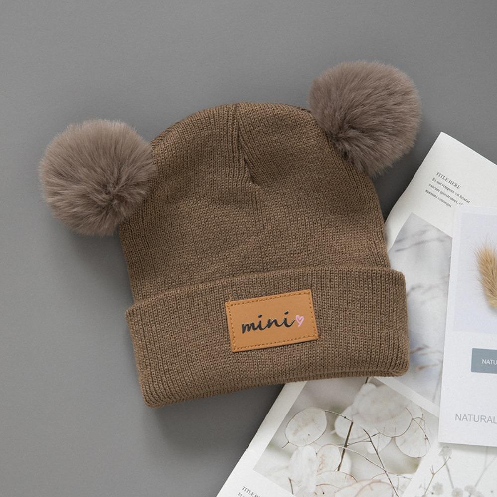 Winddichte Baby-Mützen 0-3 Jahre Säuglingsmütze Doppelbommel Wintermützen Herbst Winter