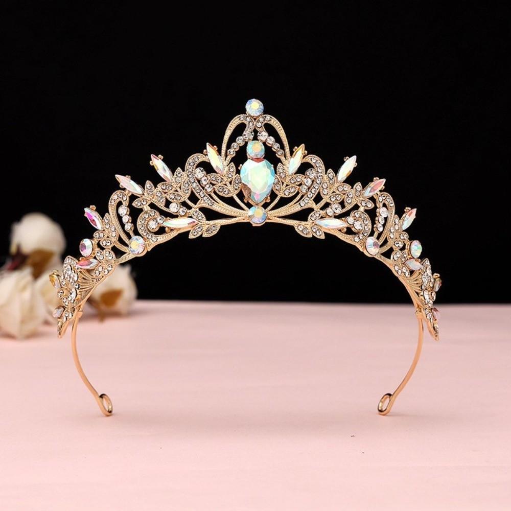 Trendy Rhinestone Queen Princess Crown Alloy Luxurious Bride's Crown Baroque Hair Accessories Crystal Tiara Wedding Party