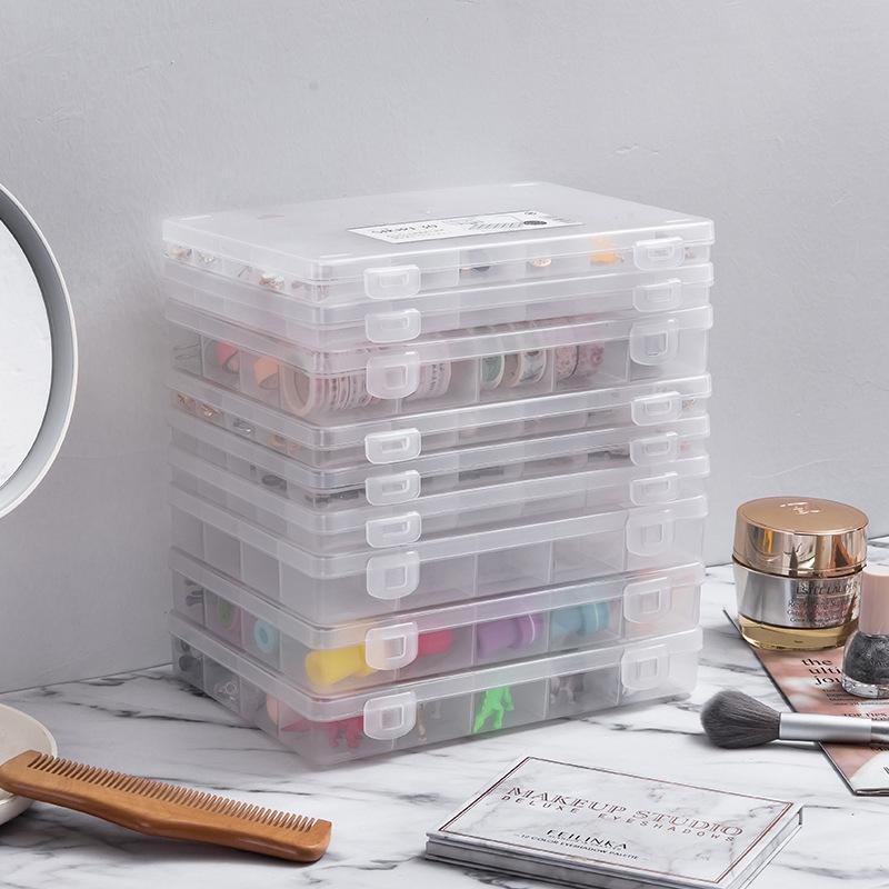 Grids Plastic Organizer Box Container Craft Storage For Beads Organizer Art DIY Jewelry Multifunctional Clear Display Case New