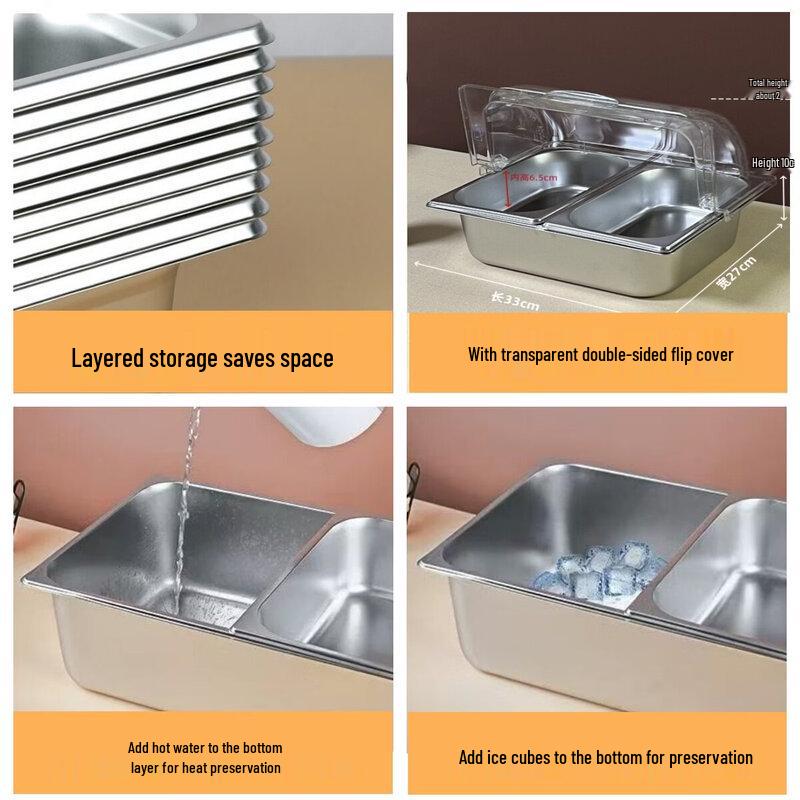 Zhebu Stainless Steel Divided Food Display Box