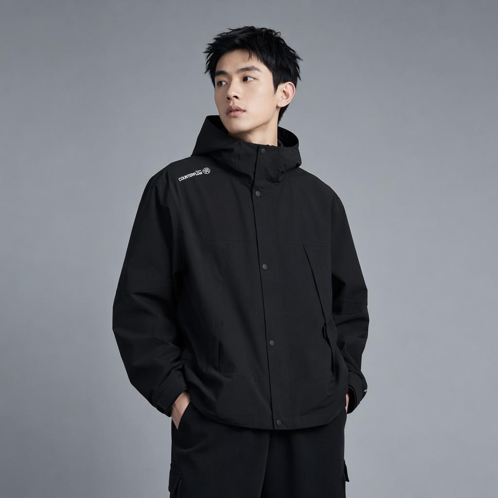 Li Ning Outdoor CF Shell Color Block Windproof Breathable Water Resistant Loose Single Layer Jacket Men Jackets Black AFDW231-2