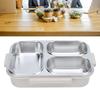Divided Lunch Box 304 Stainless Steel Leakproof Heatable 3 Compartments Rectangular Food Container 1.2L Capacity