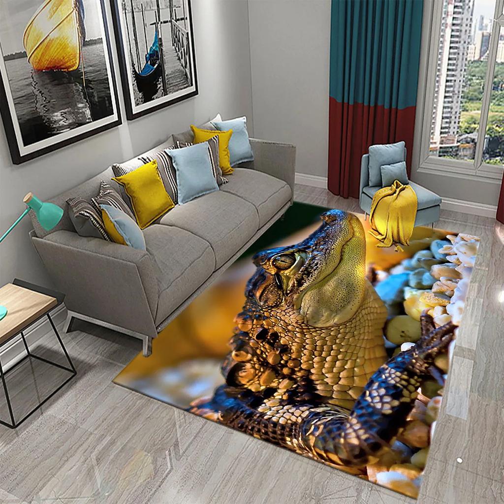 3D Crocodile Carpet Ferocious Wild Animal Rug for Living Room Bedroom Decor Carpet Kids Room Play Floor Mat Child Game Area Rug