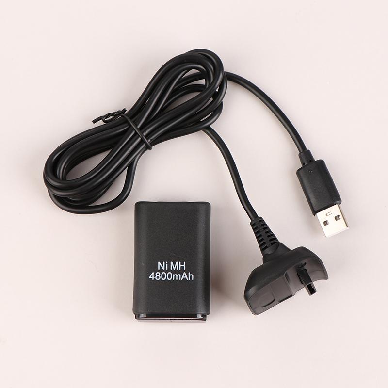 

1 комплект аккумуляторной батареи 4800 мАч черный/белый для беспроводного игрового контроллера Xbox 360, геймпады с USB-кабелем для зарядки чёрный