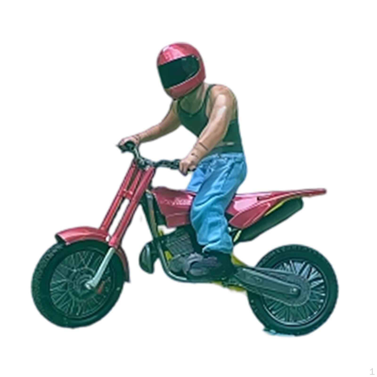 

1/64 Miniature Biker and Motorcycle Mini Ornament for Train Layout DIY Scene Desktop red