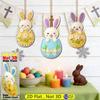 12/24Pcs Wooden Easter Rabbit Decorative Hanging Set 2D DIY Easter Rabbit Holiday Party Home Decoration Hanging Ornament