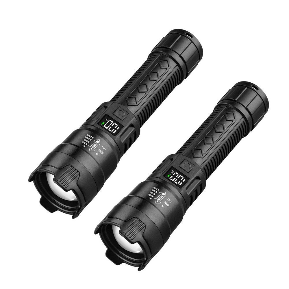 Super Bright 2000LM LED Flashlight, USB-C Fast Charge,Waterproof - Zoomable Torch for Outdoor, Camping, Emergency, Hiking, Long Beam Distance