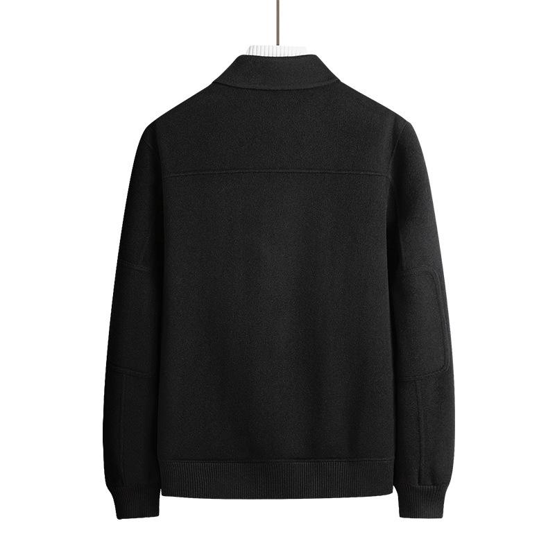 Vlněná bunda Podzim a Zima Nová Pánská Ručně šitá Oboustranná Vlněná Business Casual Klopa Zip Vlněná Bunda