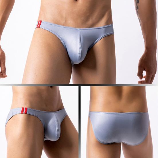 Men Briefs Low-rise Imitation Leather Design Thongs Solid Color Comfortable Fit Tight Cut Sexy