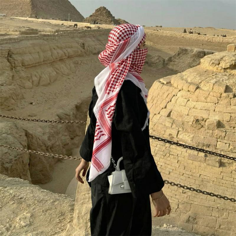 

2026 New Arrival Arab Keffiyeh Shemagh Scarf Cotton Spring Shawl Neck Wrap Hijab Windproof Tactical Camping Scarf Men Women 138x138cm