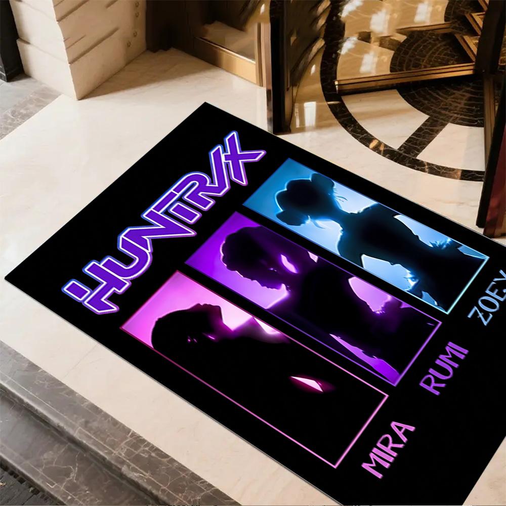 Huntrx Cyberpunk Fashion Area Rug Design for Entryway Kitchen Living Rooms Hallway Anti-slip Rug Anime Office Decor Best for Christmas