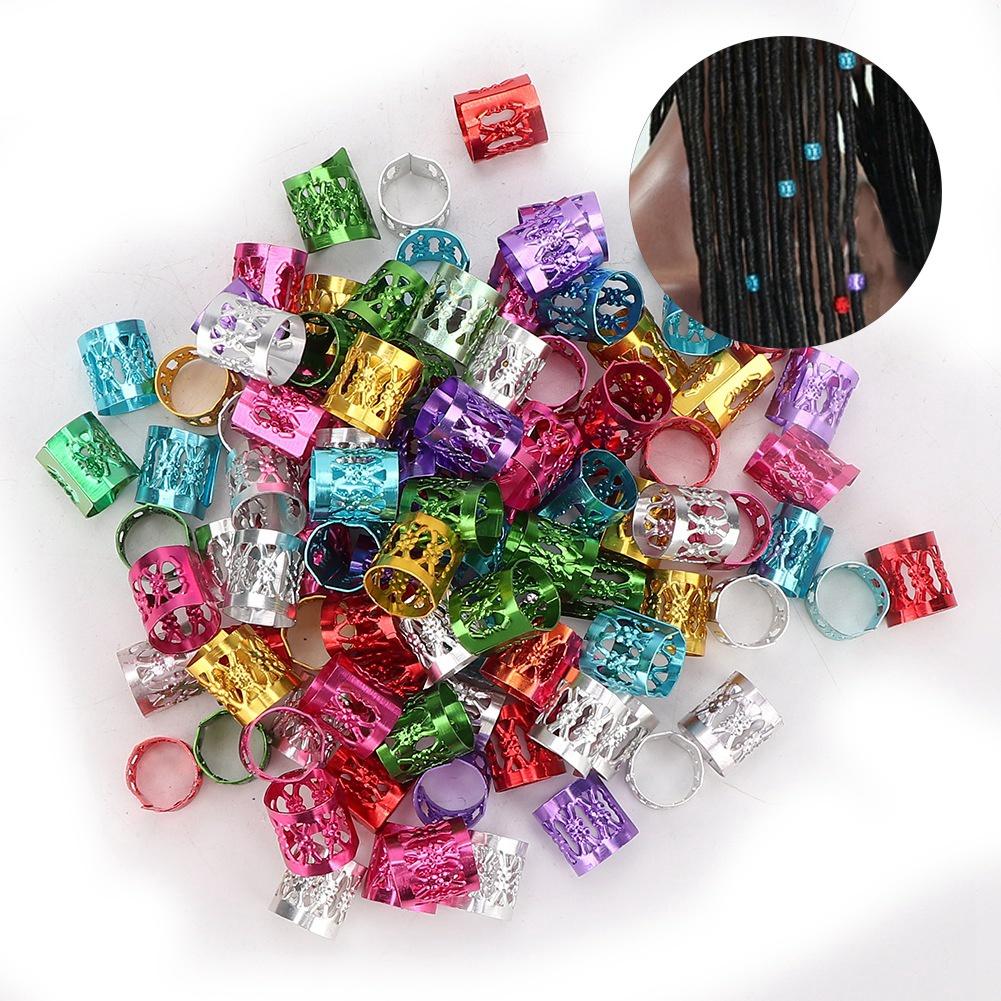 100Pcs Adjustable Dreadlocks Hair Braid Beads Cuffs Hair Decoration Wig Accessories Colorful