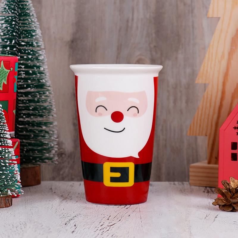 

Christmas Santa Claus Ceramic Mug Double-Layer Heat-Resistant Design Festive Coffee Tea Cup Xmas Gift for Home & Office 201-300ml
