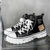 High Top Canvas Spring and Autumn Heightening Board Shoes Student Cloth Shoes Sports Leisure Summer Black Trendy Shoes