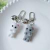 Cute Flocking Cat Keychain 3D Love Phone Pendant Headphone Charm Bag Decor Car Key Ring Jewelry Gift