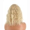 MISS WIG Women Natural Short Wavy Wig with Bangs Corn Perm Hair Extensions Cover White Hair Synthetic Fiber Wig Party Daily Use