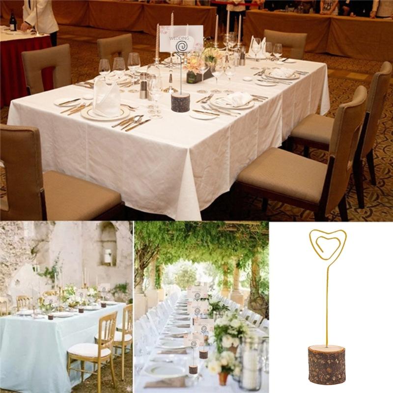 20Pcs Table Number Holders Wood Base Wedding Table Number Stands Picture Memos Note Photo Clip Holders for Weding Party
