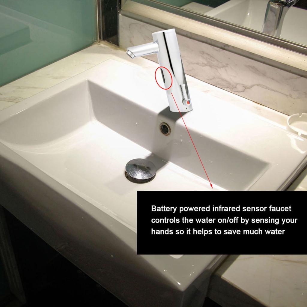 Battery Power Automatic Sensor Faucet Hot Cold Water Mixer Tap for Bathroom Basin Kitchen Sink