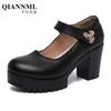 5 8 10cm Small Size 32-43 Shallow Med Block Heels Mary Janes Wedding Shoes Bride Fall 2025 Thick Bottom Platform Pumps Model Mom