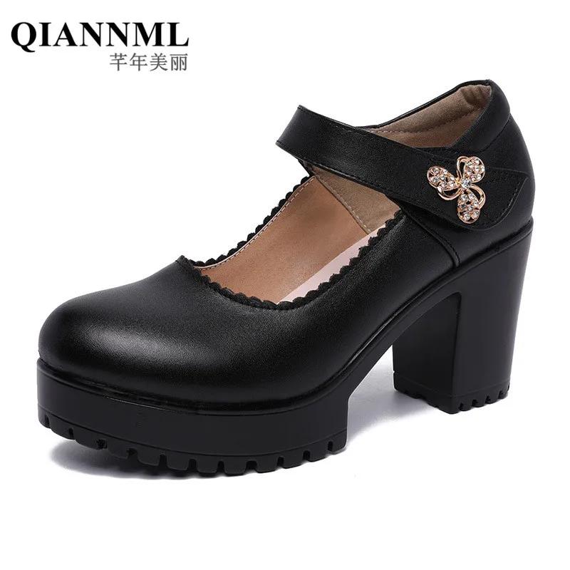 5 8 10cm Small Size 32-43 Shallow Med Block Heels Mary Janes Wedding Shoes Bride Fall 2025 Thick Bottom Platform Pumps Model Mom