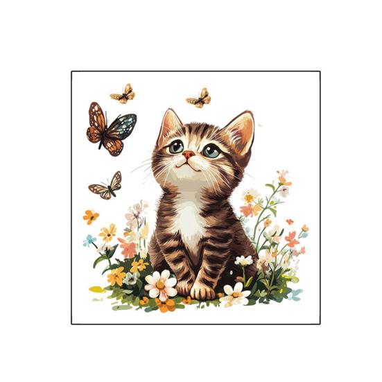 Toilet Sticker Waterproof PVC Cartoon Flower Cat Decorative Removable Lid Sticker Bright Color Toilet Art Decal