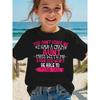 European Sizes Girls' Summer Short Sleeve T-Shirt - "You Can't Scare Me, I Have a Crazy Aunt" Funny Letter Print Casual Top with Applique Details