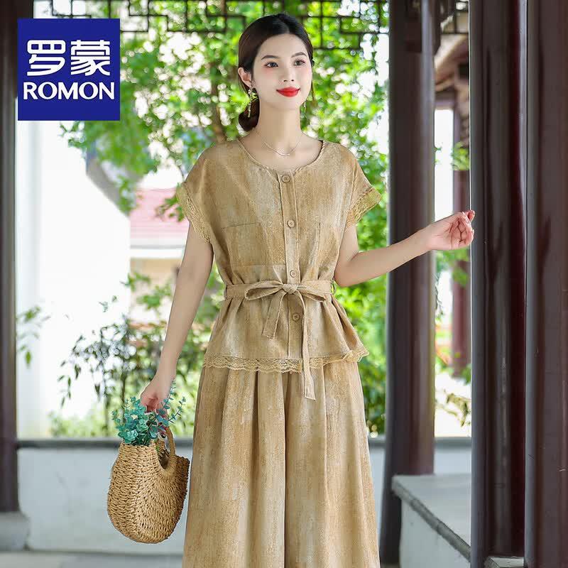 ROMON Mother s Day Summer Casual Two-Piece Set 2XL