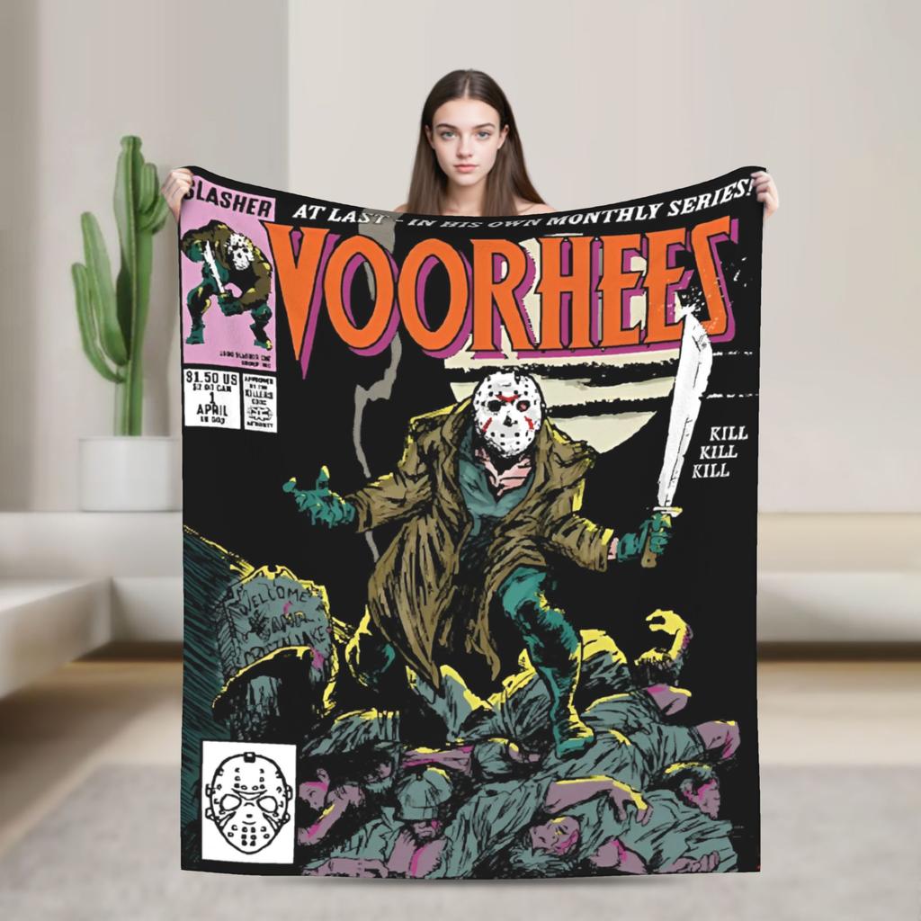 Friday Jason Voorhees 13th Blanket Horror Scary Halloween Flannel Funny Warm Throw Blanket for Bed Sofa Spring/Autumn Office