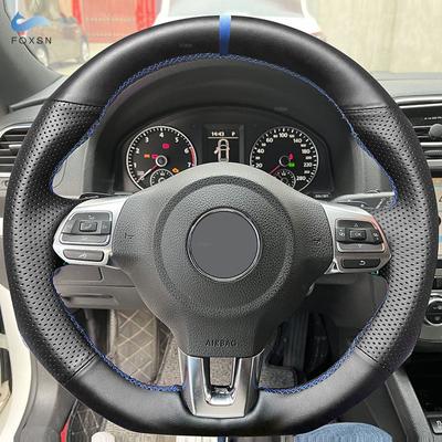 Accesorios para coche, funda de volante de cuero para Golf 6 MK6 2009-2014, Polo GTI, Scirocco R, Passat CC, Tiguan R-Line